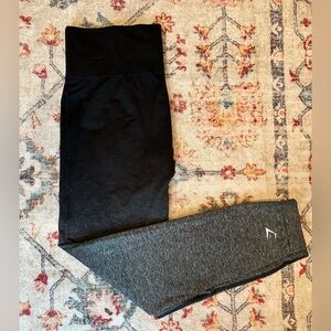 Gymshark Women’s Athletic Leggings - Black/Grey - Size Large